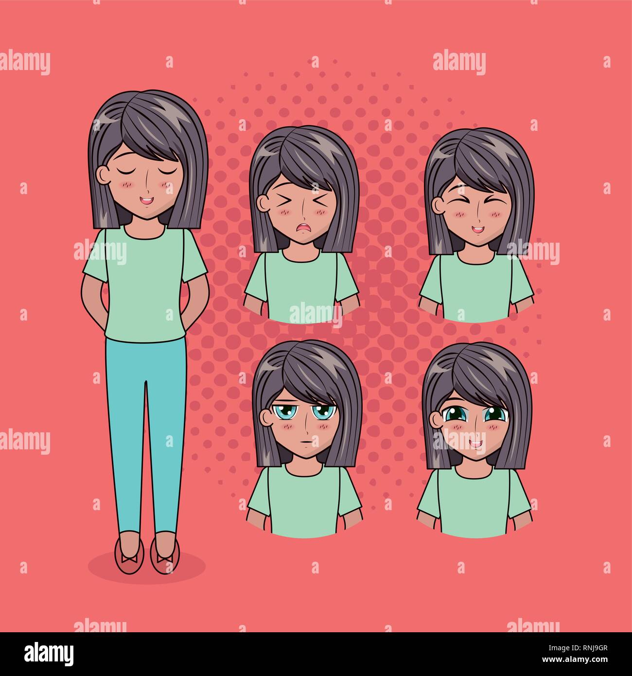 Young womens anime cartoon Stock Vector Image & Art - Alamy