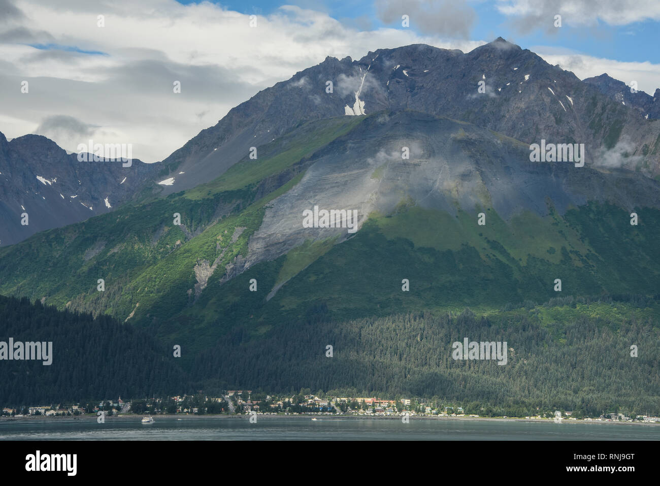 Town of Seward, Kenai Peninsula, base of Marathon Mountain, Alaska, USA