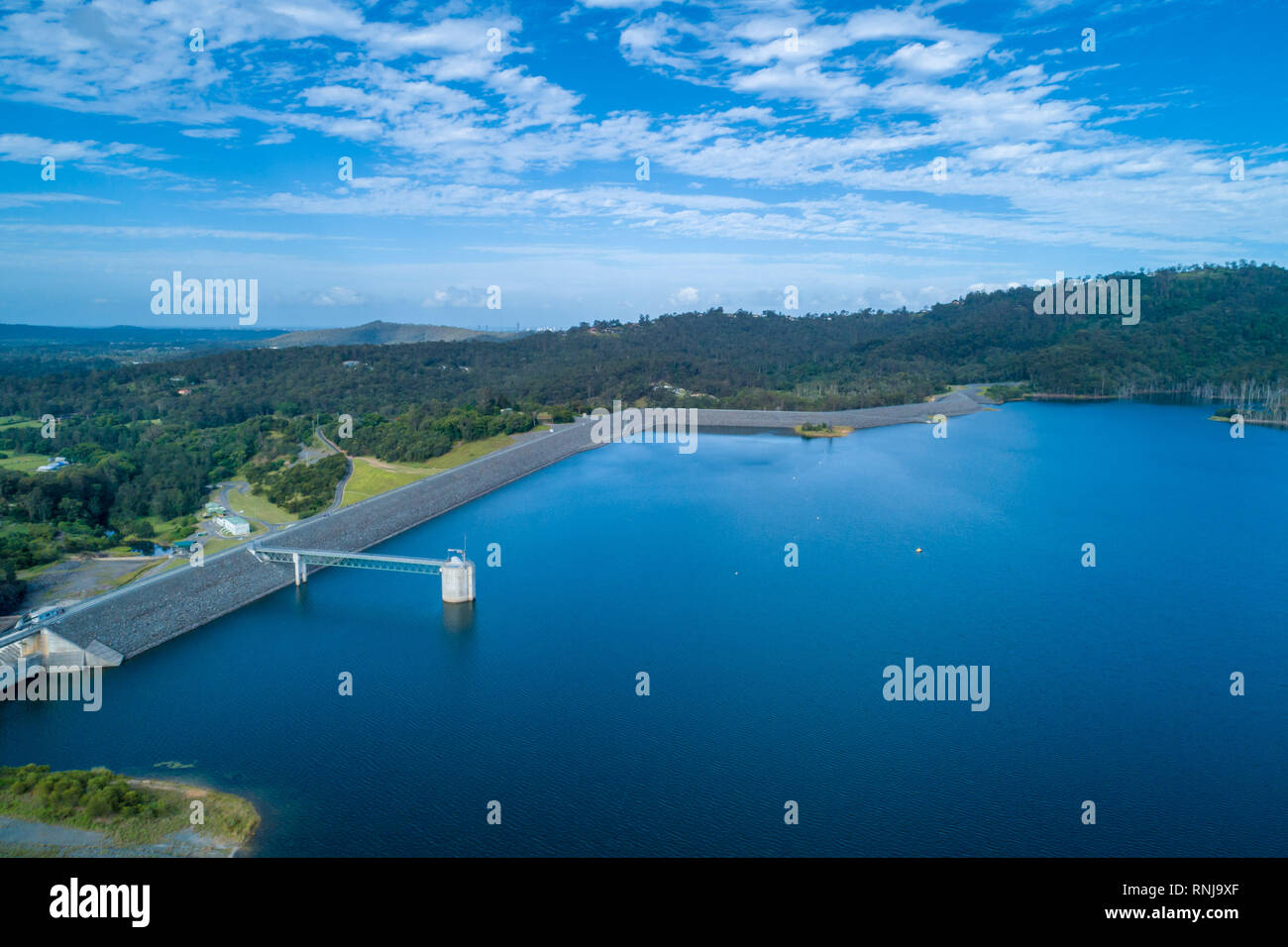Aerial view of Hinze Dam. Advancetown, Queensland, Australia Stock