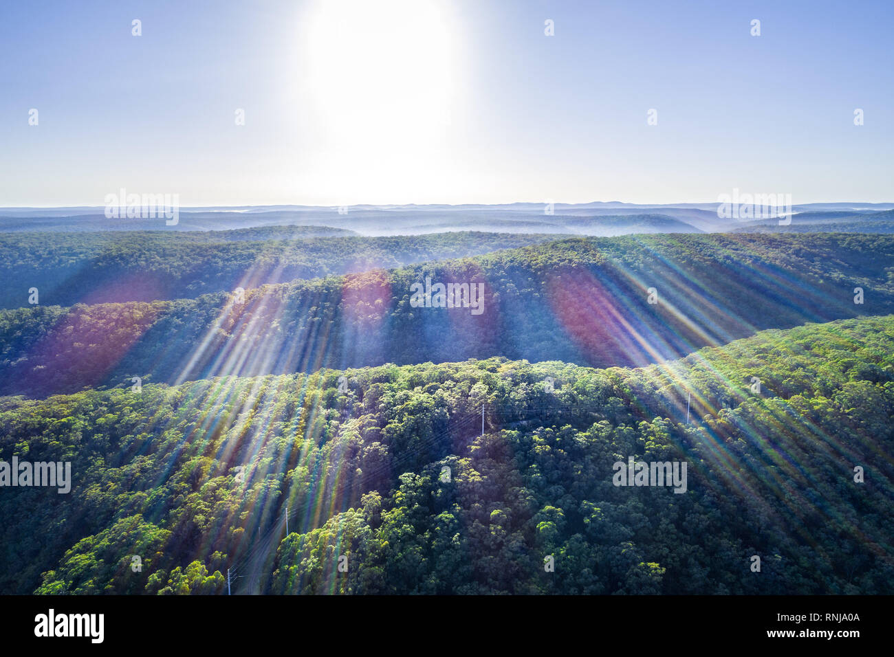 Sunrise over forested landscape hi-res stock photography and images - Alamy