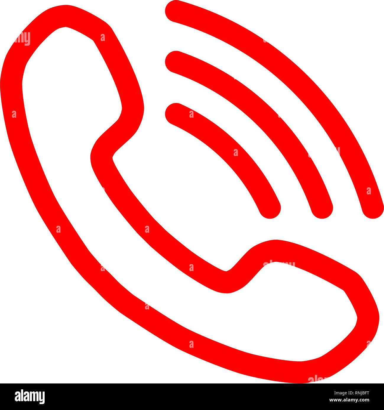 Phone with waves symbol icon - red simple outline, isolated - vector ...