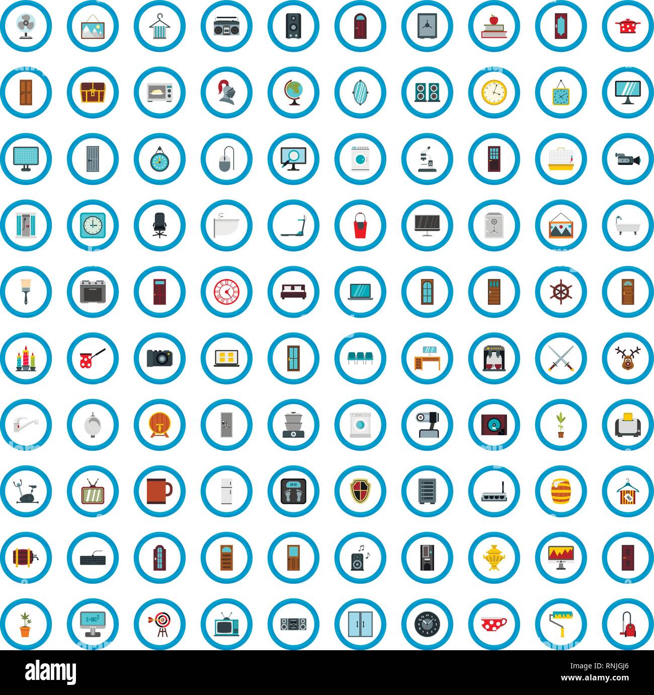 100 apartment icons set, flat style Stock Vector Image & Art - Alamy
