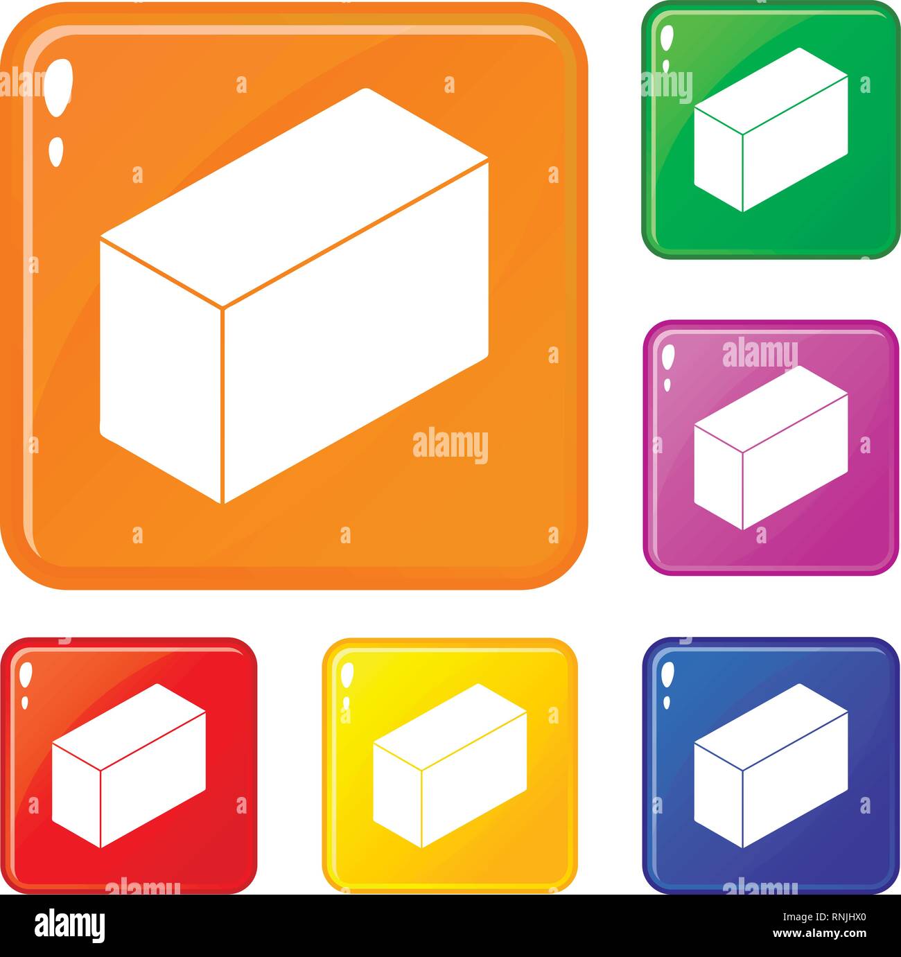 Cement block icons set vector color Stock Vector