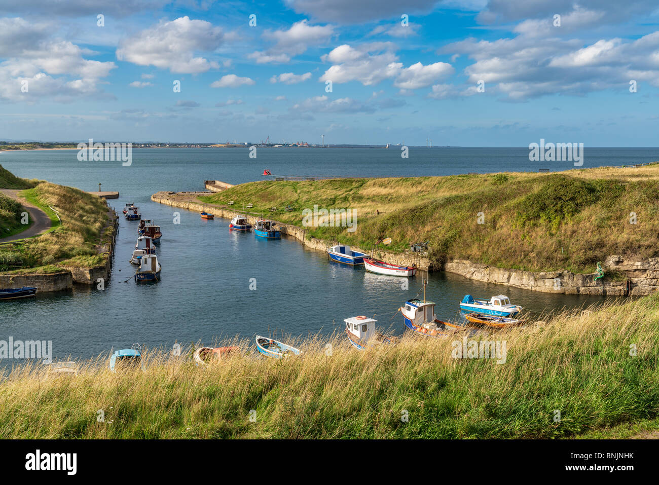 Seaton Sluice, Northumberland, England, UK September 11, 2018 Boats