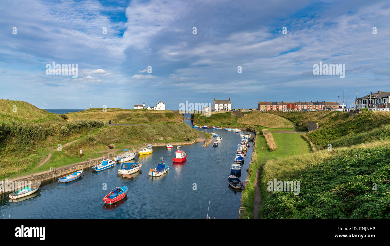 Seaton Sluice, Northumberland, England, UK September 11, 2018 Boats
