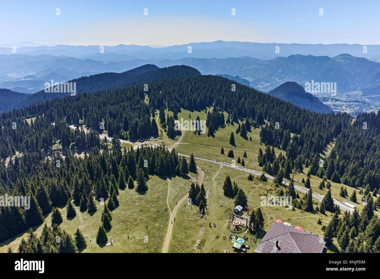 Summer landscape of Rhodope Mountains from Snezhanka peak, Smolyan ...