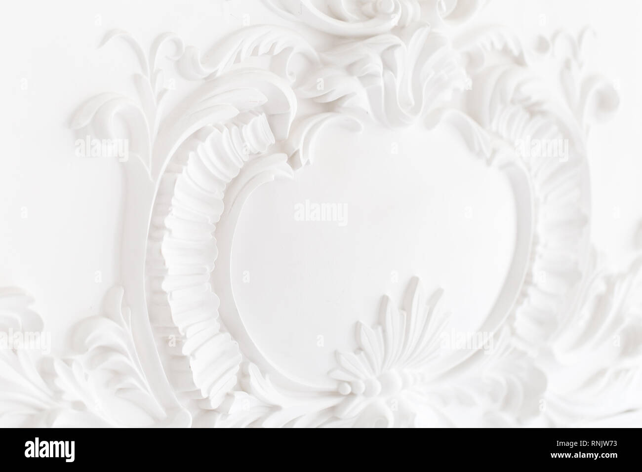 Beautiful Ornate White Decorative Plaster Moldings In Studio Stock