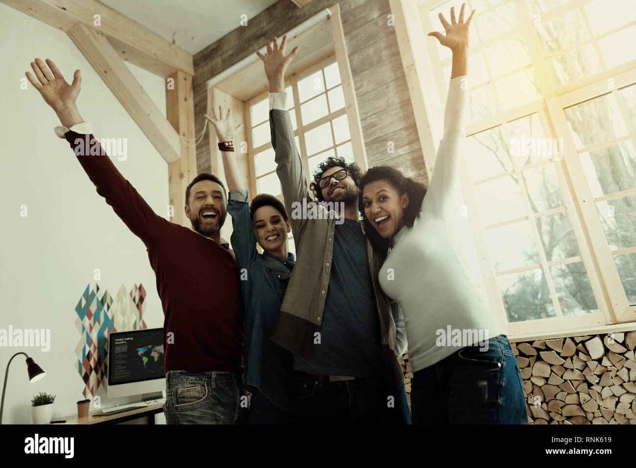 International trade marketing professionals enjoying team building