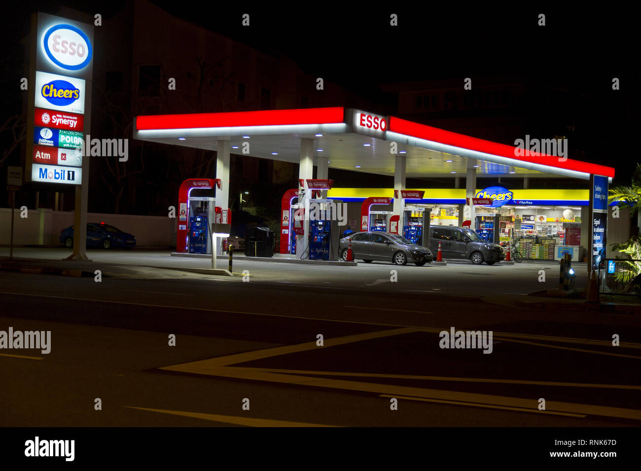 Gas Station In Singapore Stock Photo Alamy