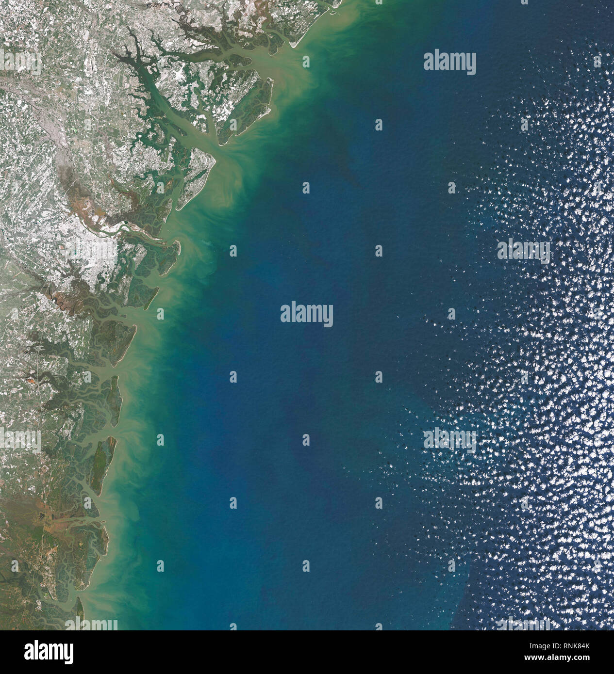 Aerial view of a snow covered Savannah, Stock Photo Alamy