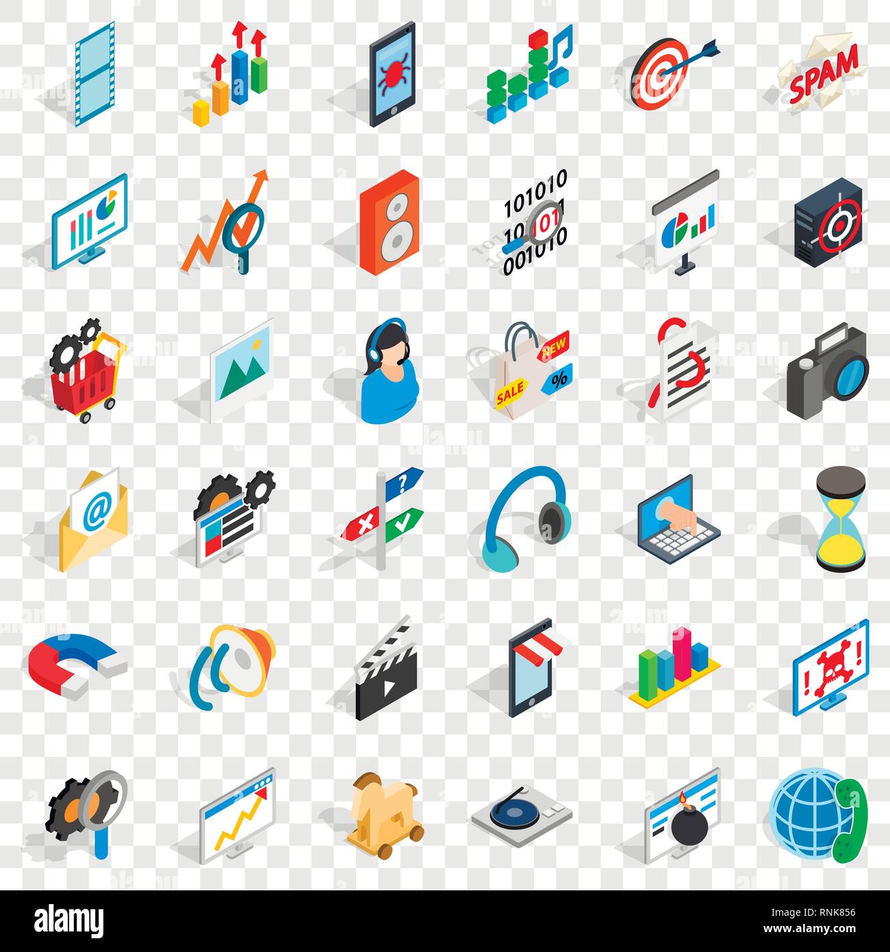 Web operation icons set, isometric style Stock Vector