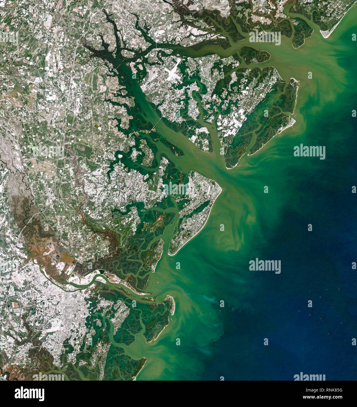 Aerial view of a snow covered Savannah, Stock Photo Alamy