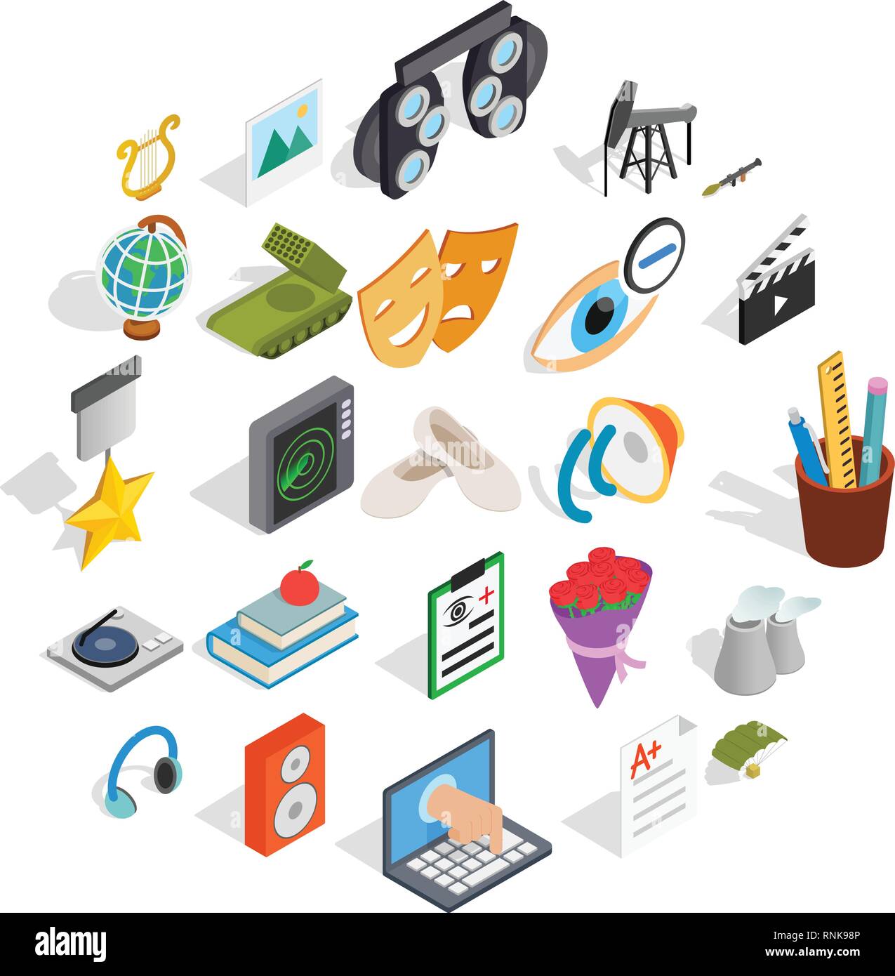 Applying icons set, isometric style Stock Vector