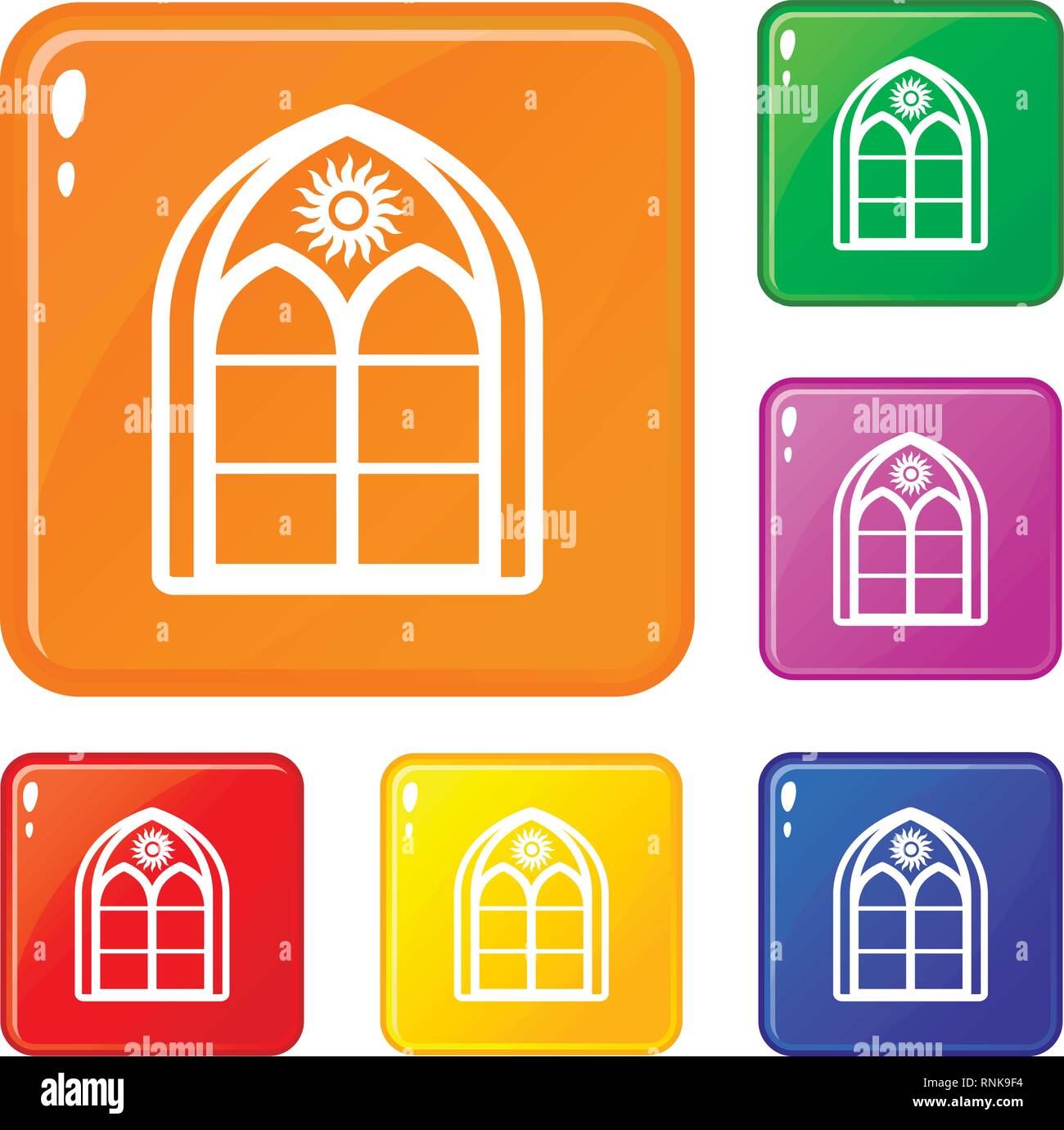 Oriental window frame icons set vector color Stock Vector Image & Art ...