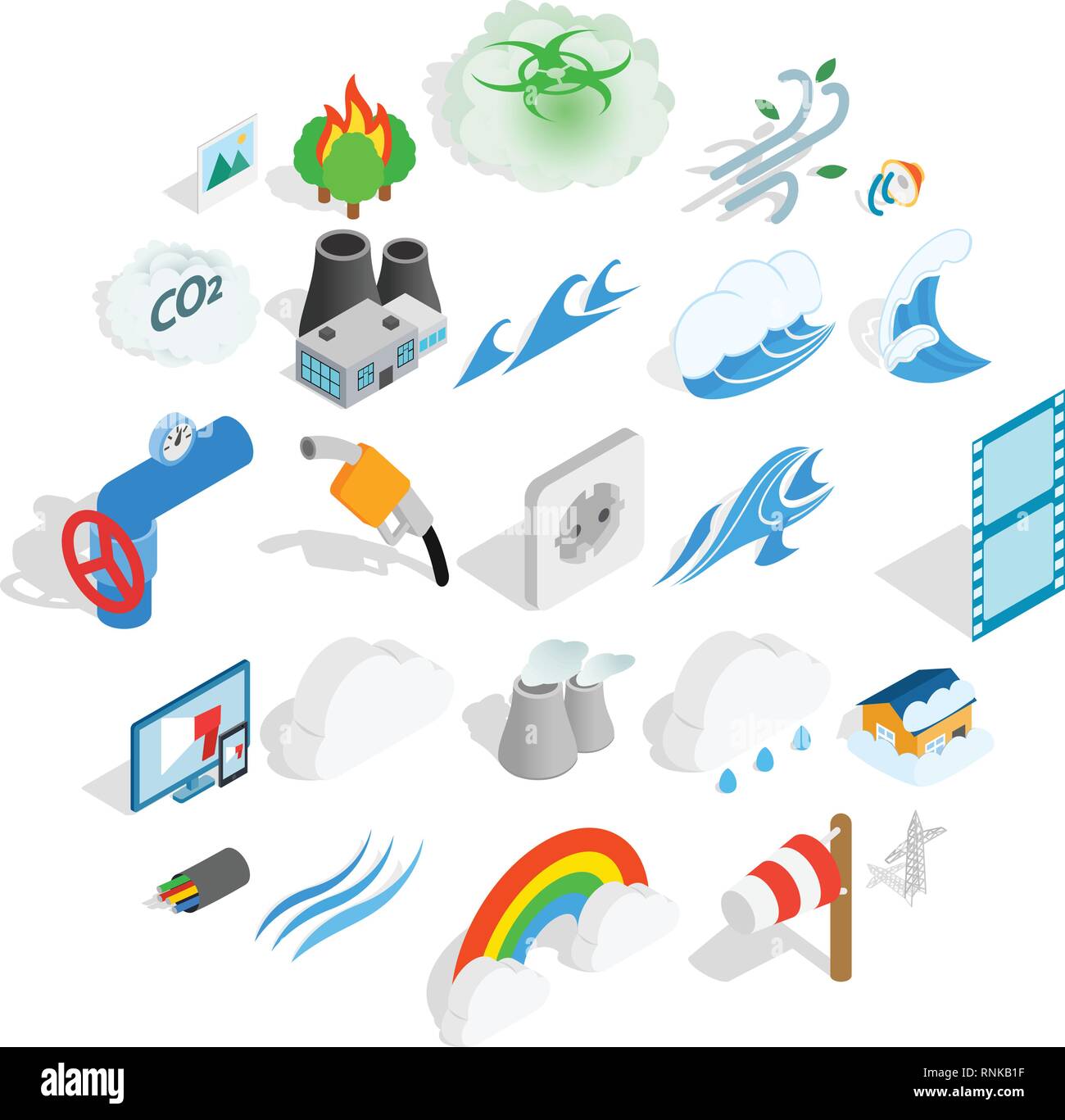 Intensity icons set, isometric style Stock Vector