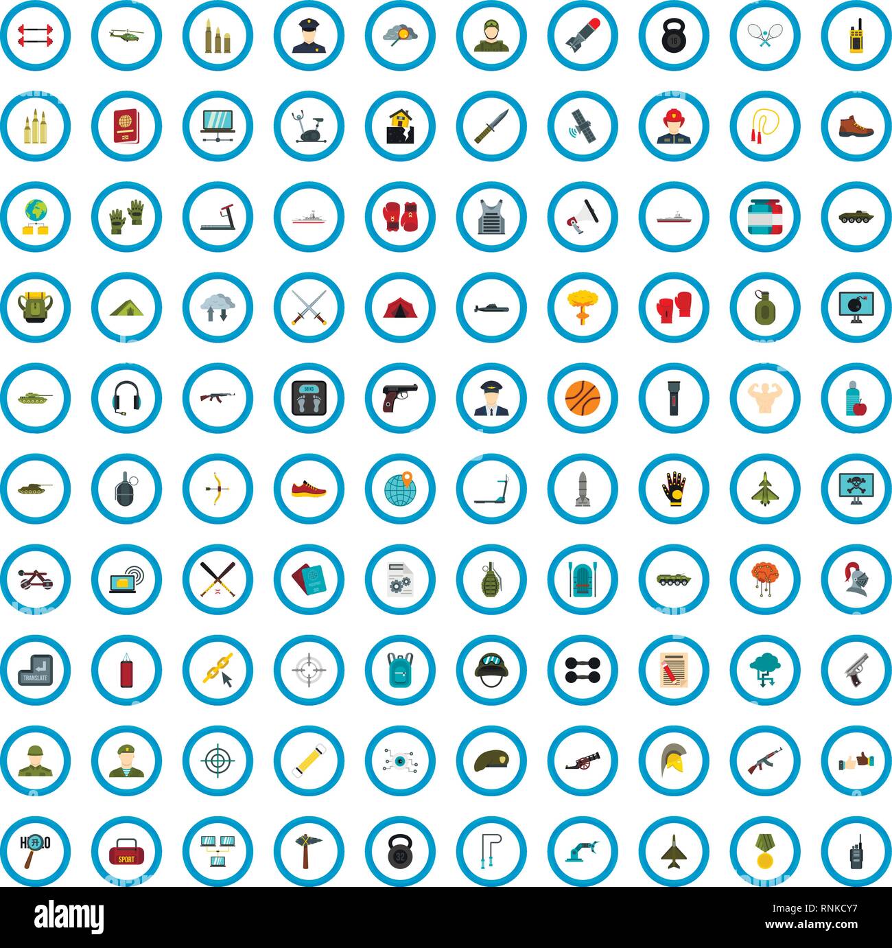 100 army center icons set, flat style Stock Vector Image & Art - Alamy