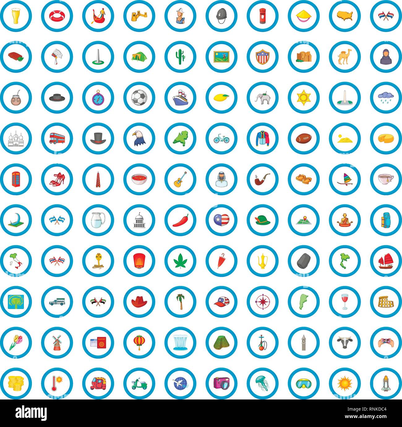 100 around the world icons set, cartoon style Stock Vector Image & Art ...