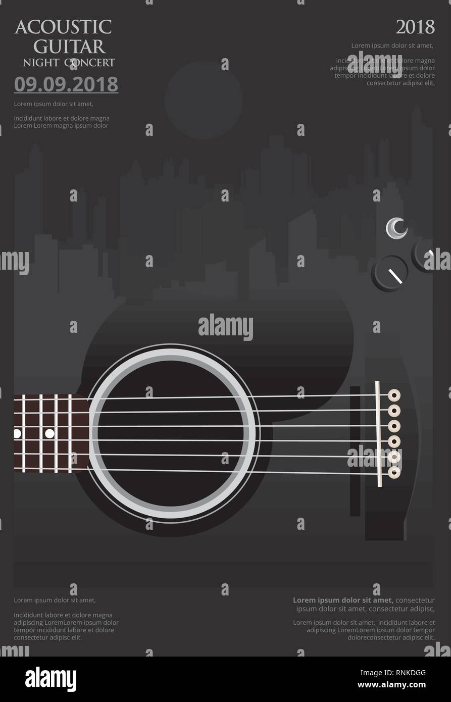 Guitar Concert Poster Background Template Vector Illustration Stock
