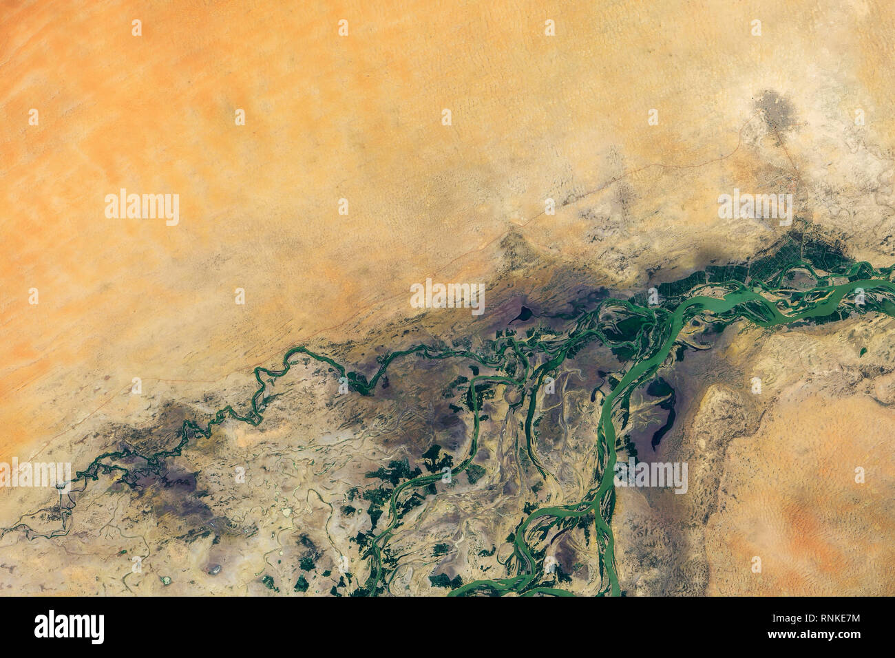 Aerial view of Timbuktu and the Sahara desert, Mali Stock Photo