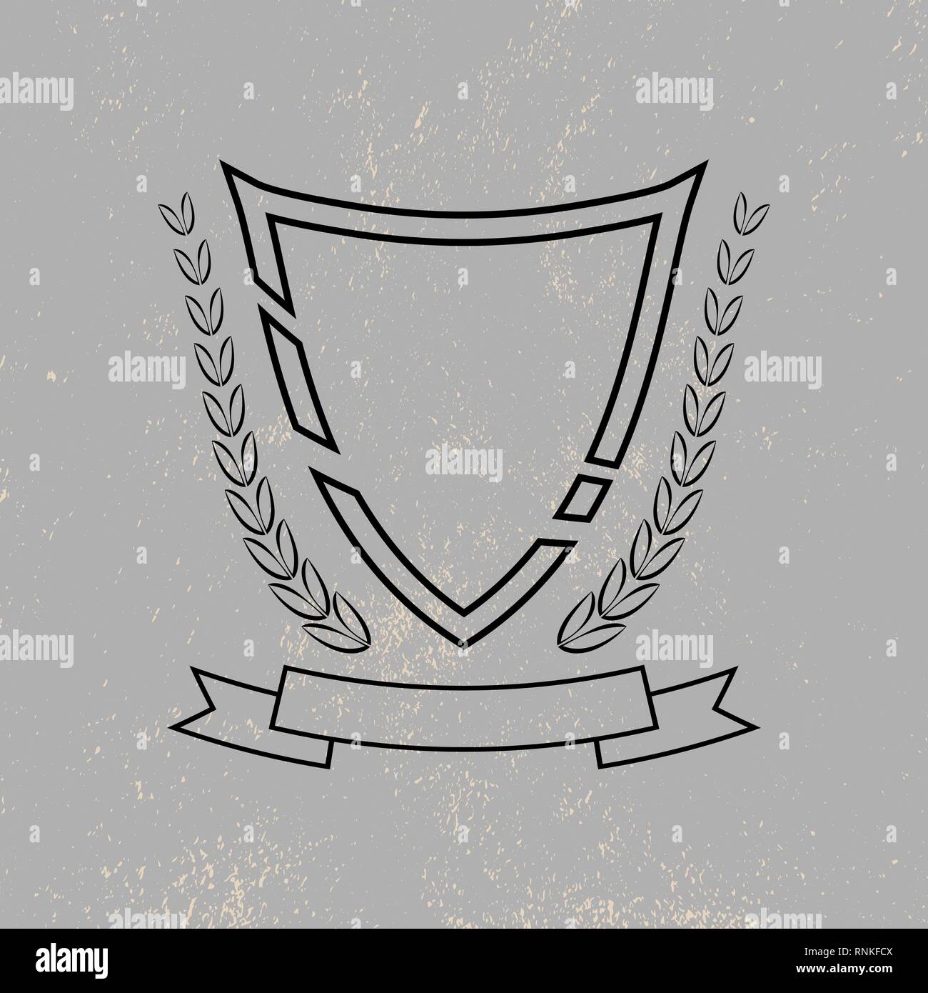 Vector Shield And Ribbon Vector emblem shield with ribbon on textured background Stock Vector ...