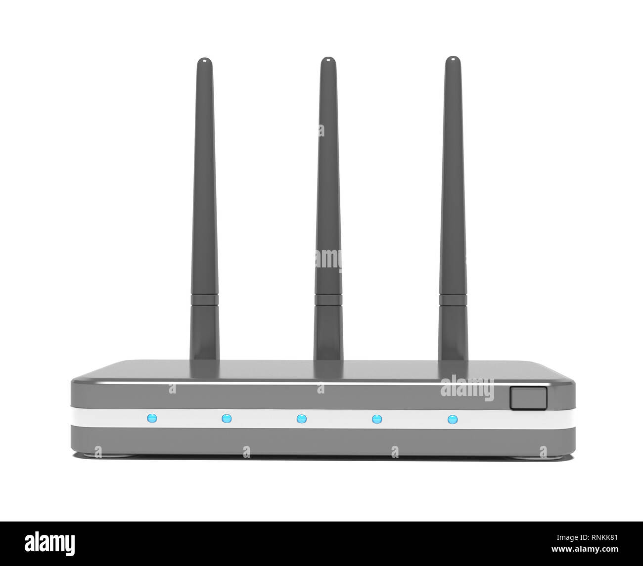 Wifi router. Wireless device with three antennas. 3d rendering illustration. Stock Photo