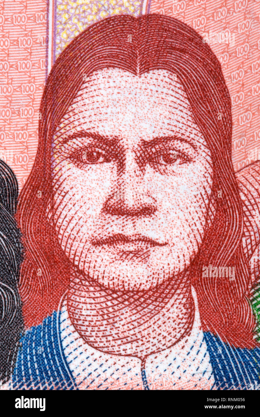 Alejo Calatayud ortrait from Bolivian money Stock Photo