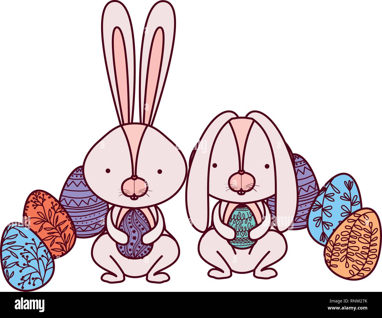 easter rabbits with egg isolated icon Stock Vector Image & Art - Alamy