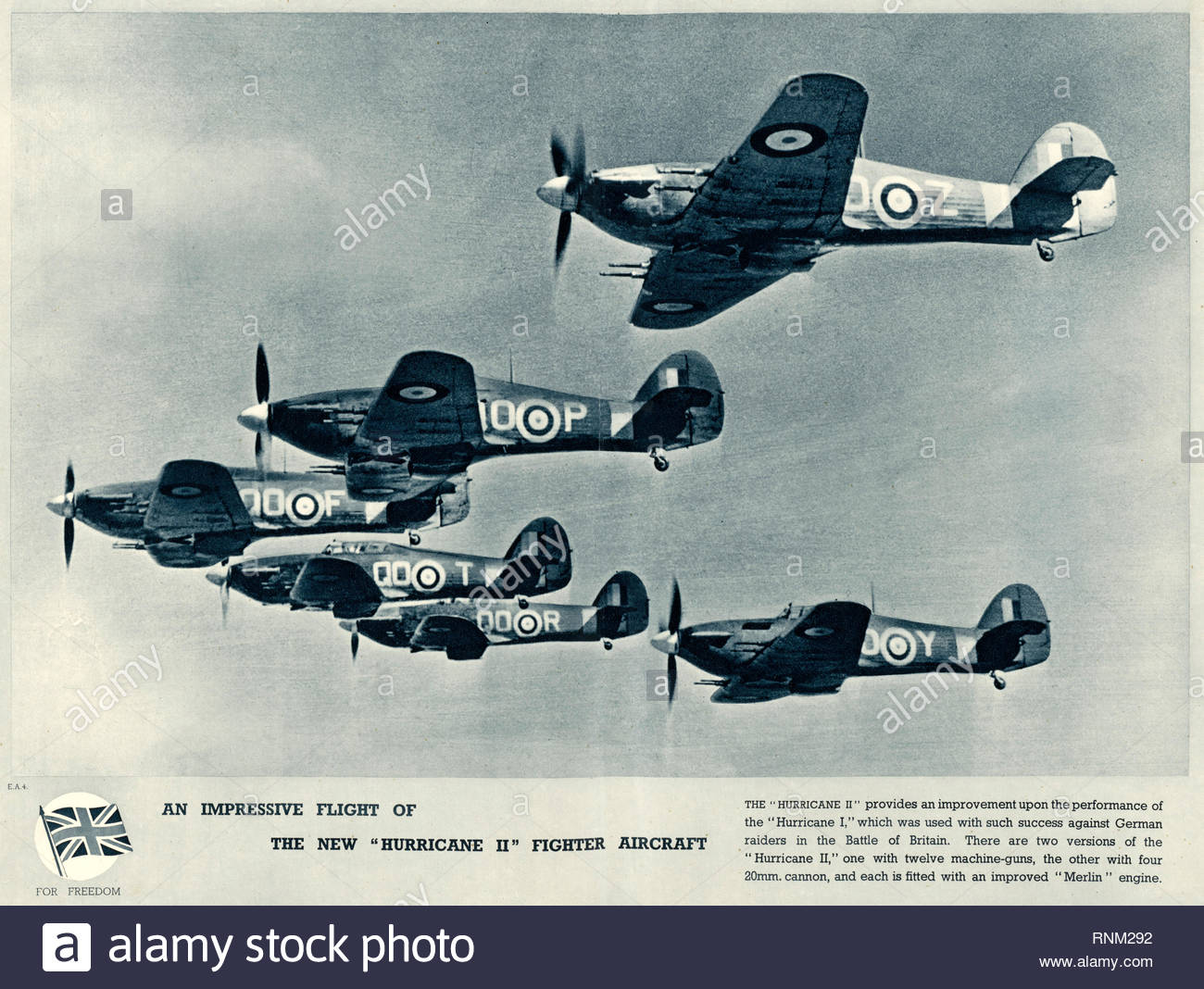 RAF Hurricanes, British World War 2 Public Information propaganda poster Stock Photo