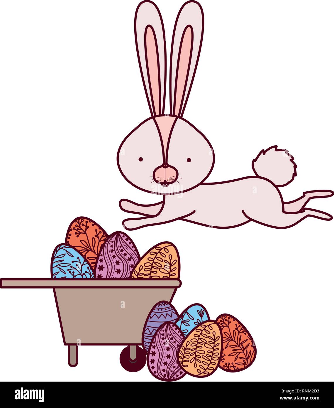 bunnies with wheelbarrow and easter egg icon Stock Vector Image & Art ...
