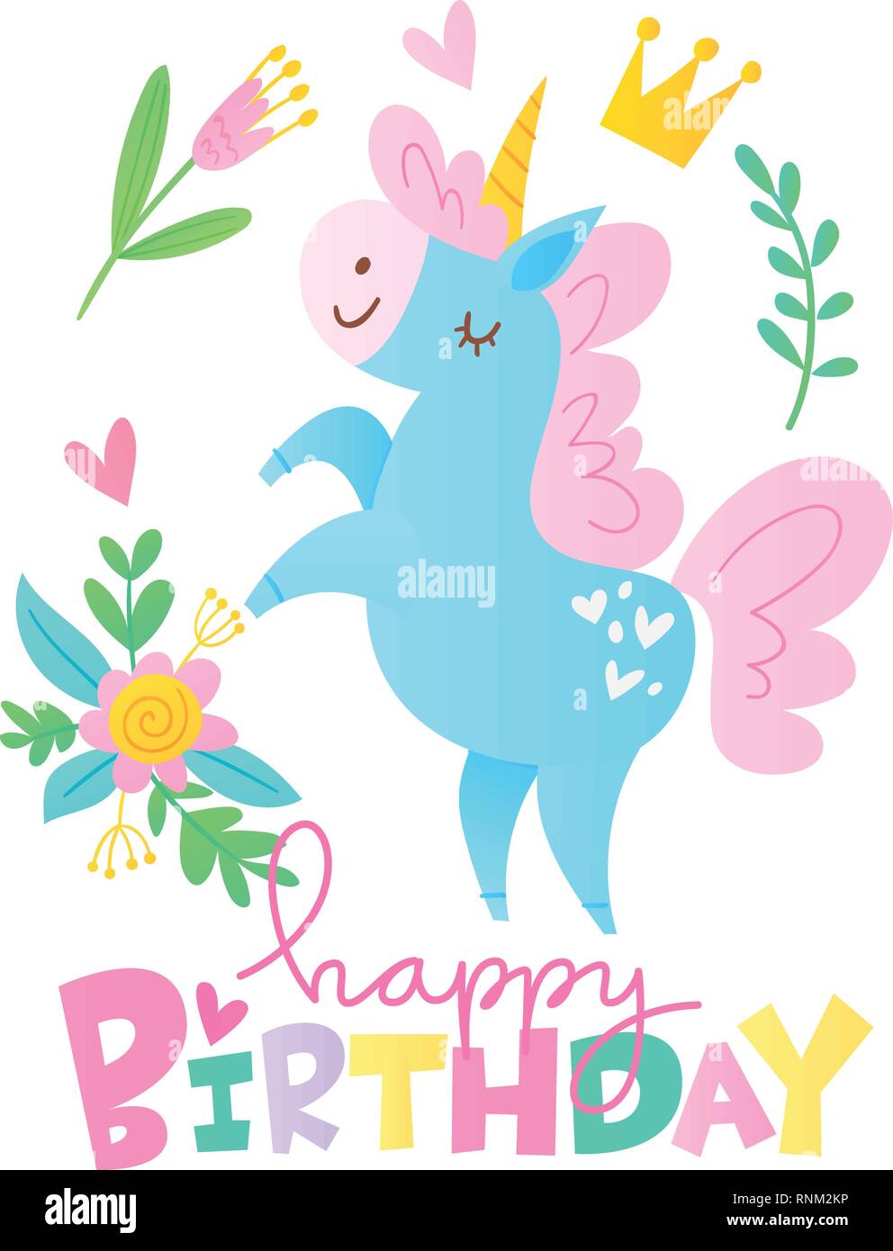 Vector happy birthday cards with cartoon unicorn character Stock Vector  Image & Art - Alamy