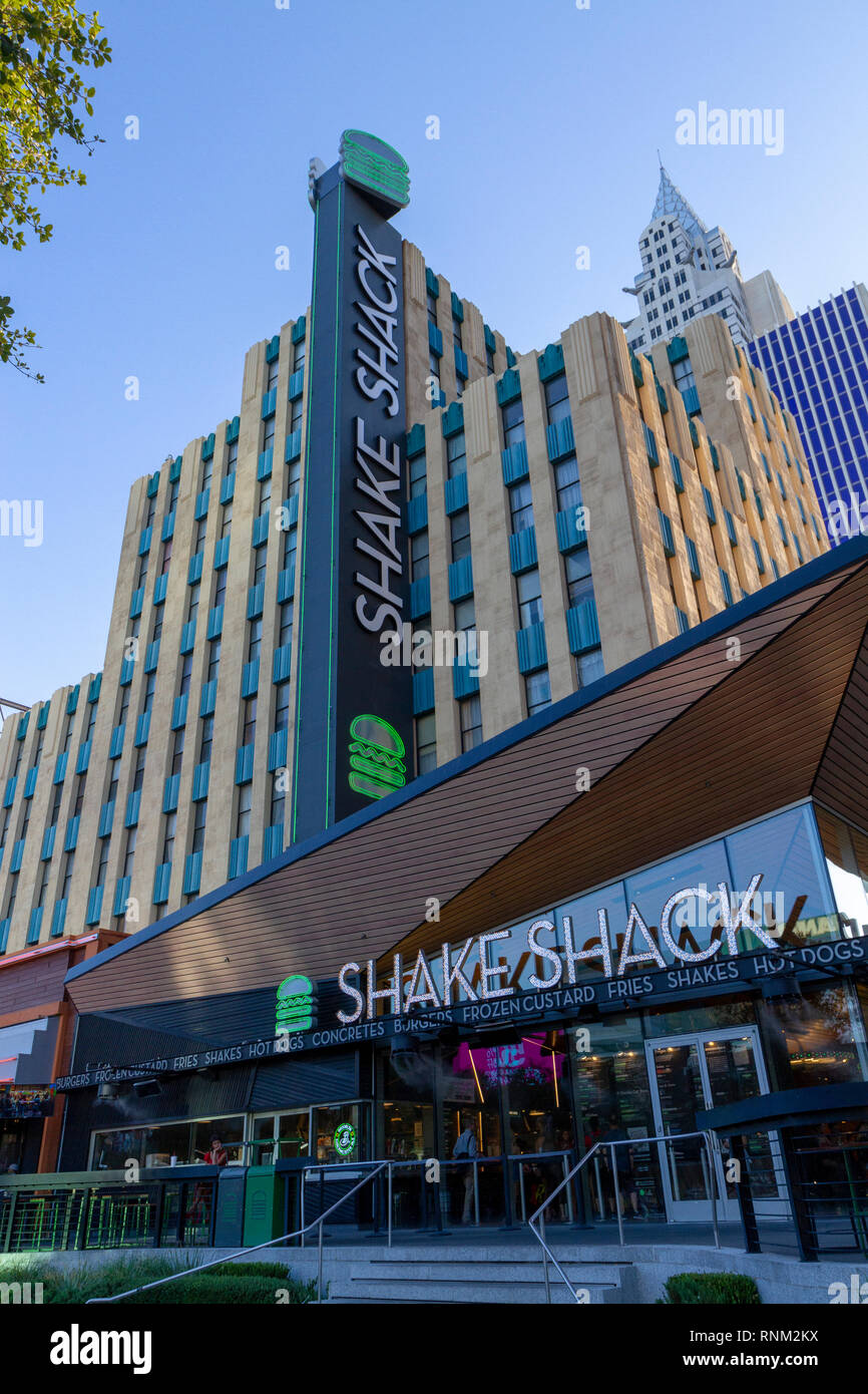 The Shakeshack restaurant, part of the New York New York hotel site, The Strip in Las Vegas, Nevada, United States. Stock Photo