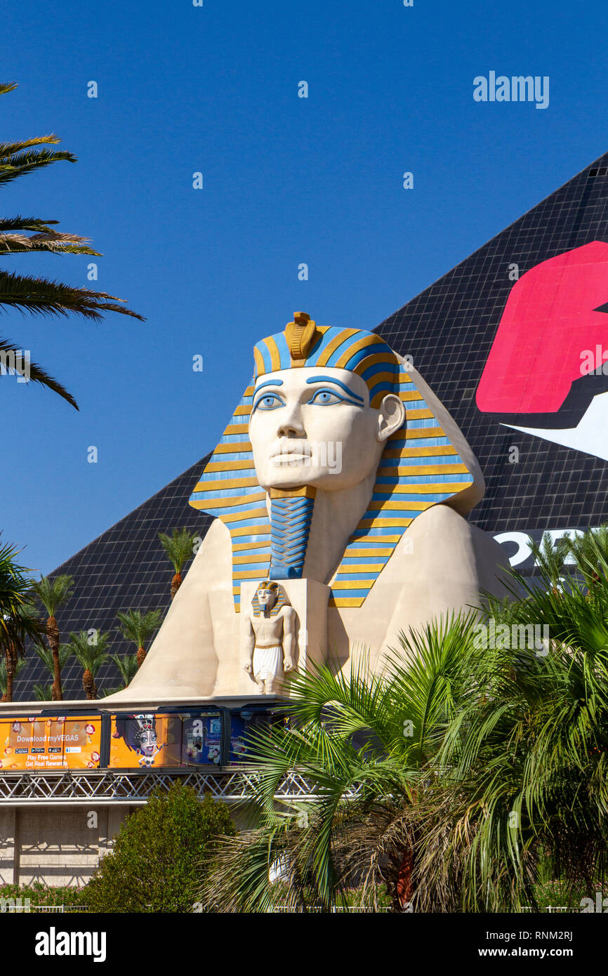 The Sphinx outside the Luxor Hotel, Las Vegas (City of Las Vegas), Nevada, United States. Stock Photo