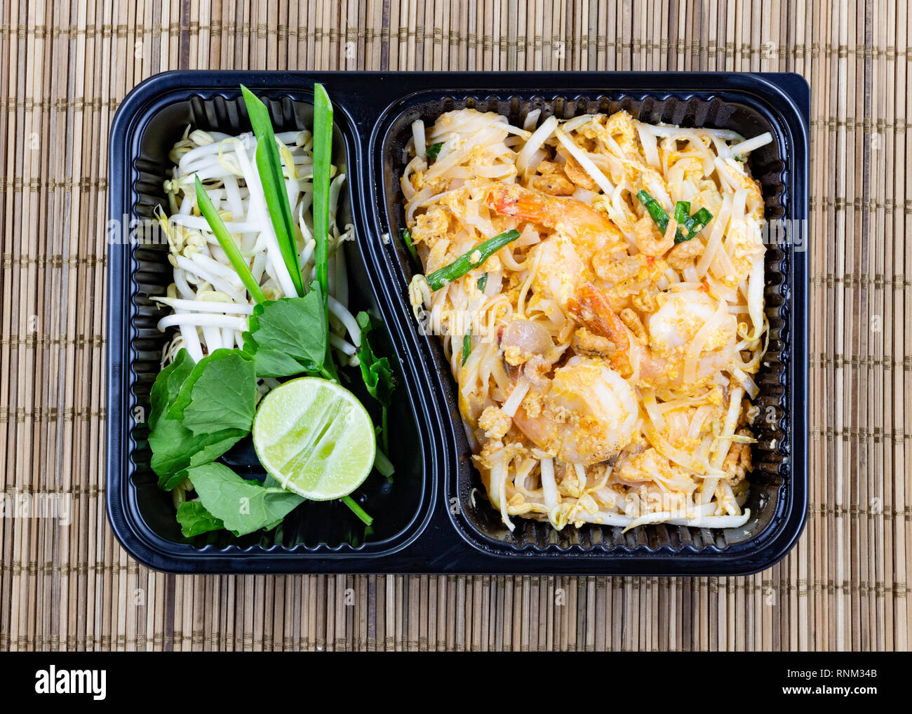 Pad thai noodles Take away food in plastic black box , Thai food style  Stock Photo - Alamy