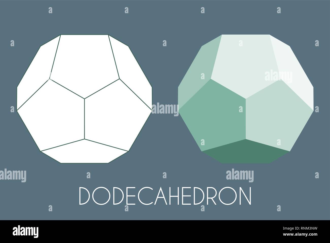 Dodecahedron Platonic solid. Sacred geometry vector illustration Stock Vector