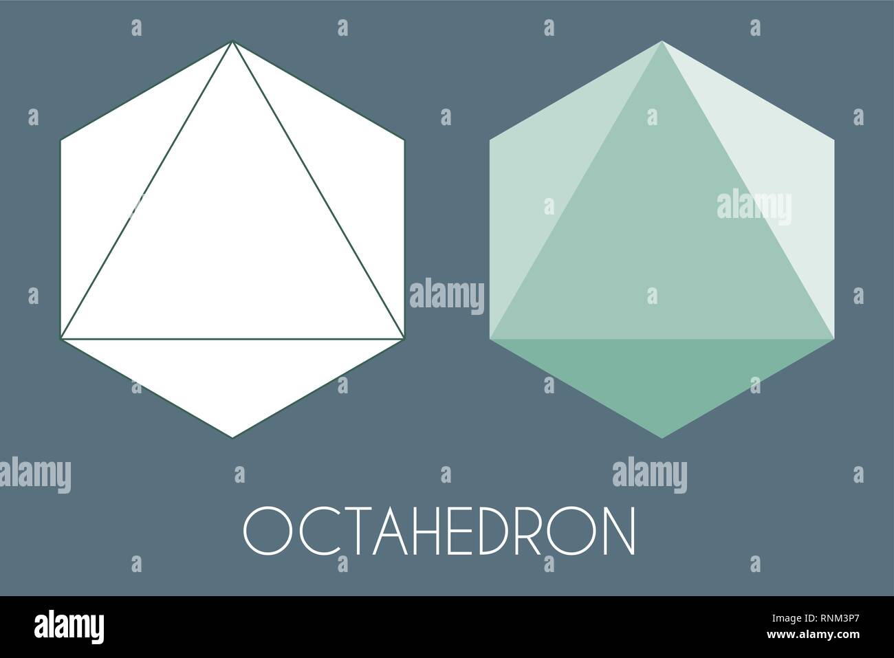 Octahedron Platonic solid. Sacred geometry vector illustration Stock Vector