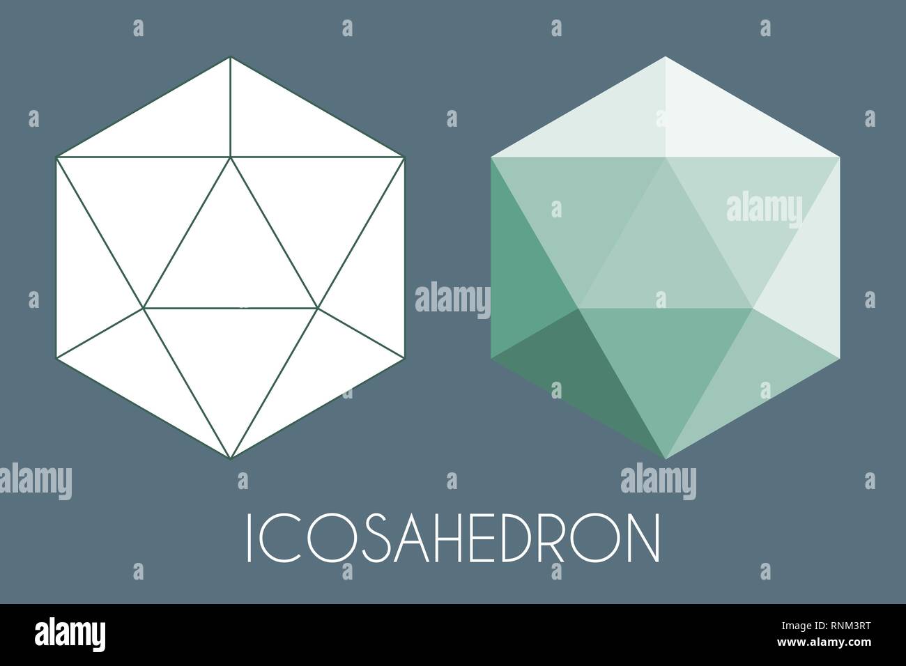 Icosahedron Platonic solid. Sacred geometry vector illustration Stock Vector