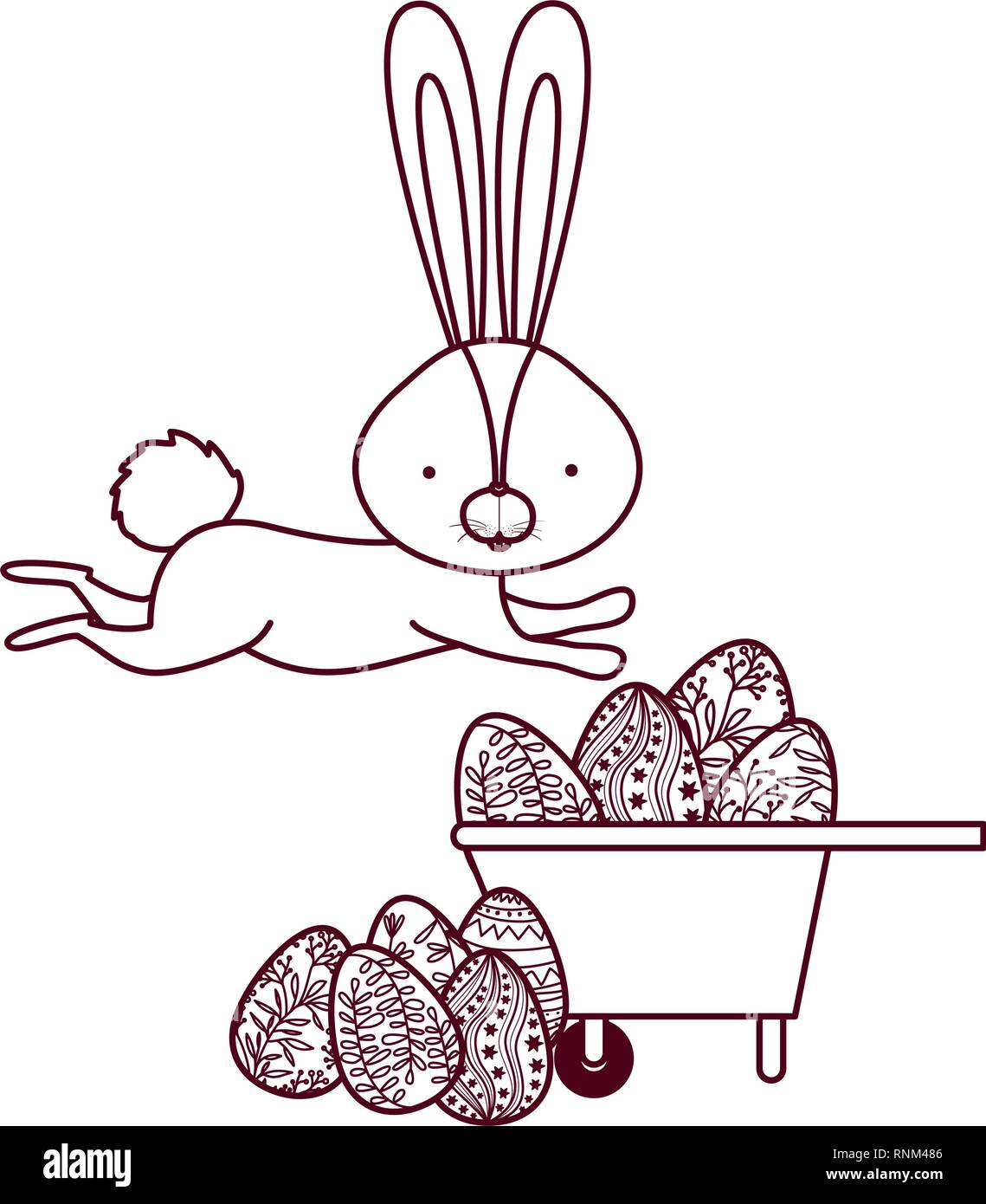 bunnies with wheelbarrow and easter egg icon Stock Vector Image & Art ...
