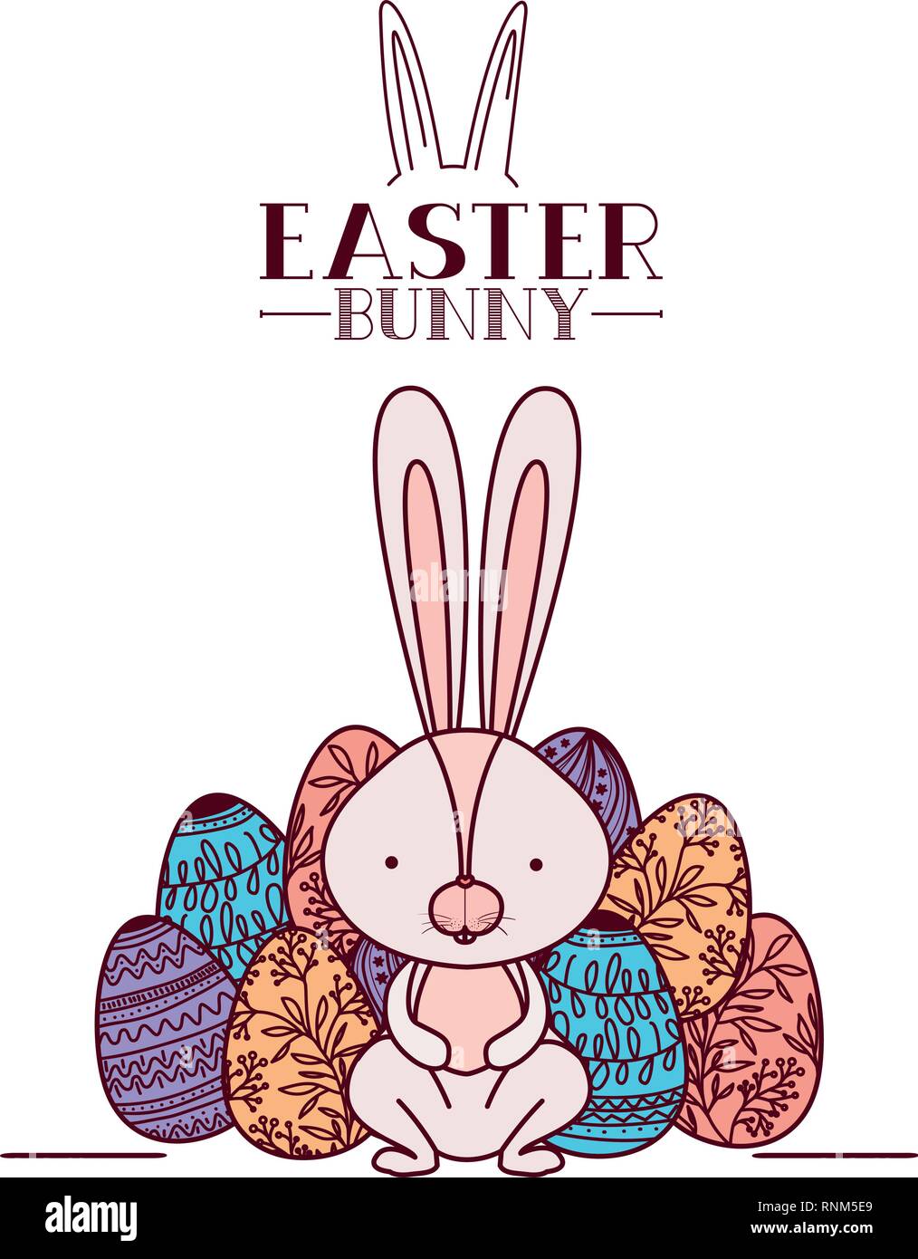 easter bunny label with egg isolated icon Stock Vector Image & Art - Alamy