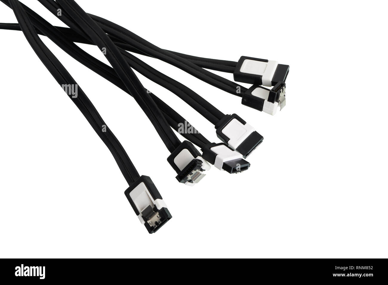 SATA (Serial AT Attachment, Serial ATA) cables, computer bus interface to connect mass storage devices Stock Photo
