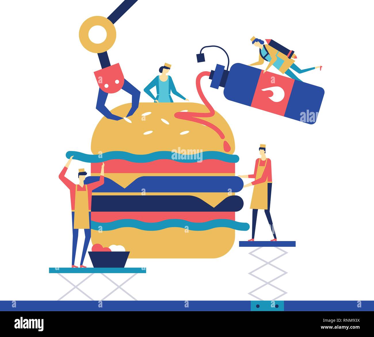 Fast food - flat design style colorful illustration Stock Vector Image ...