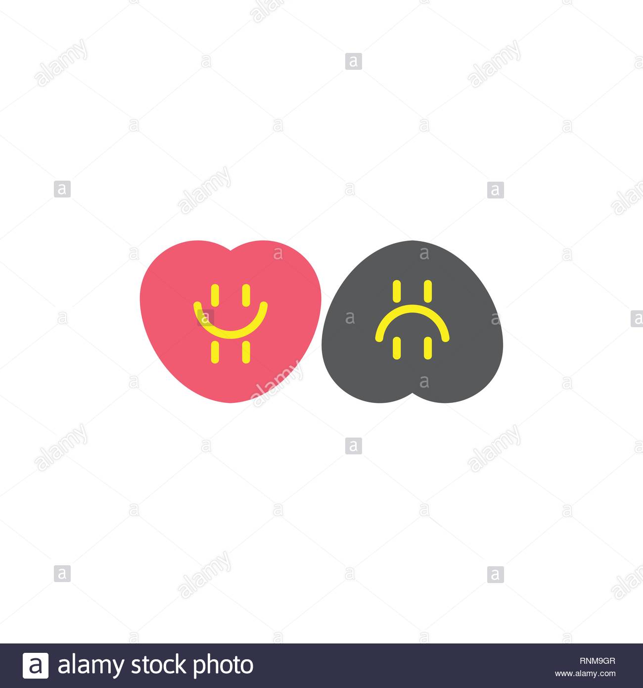 Love Hate Happy Sad Symbol Vector Stock Vector Art Illustration