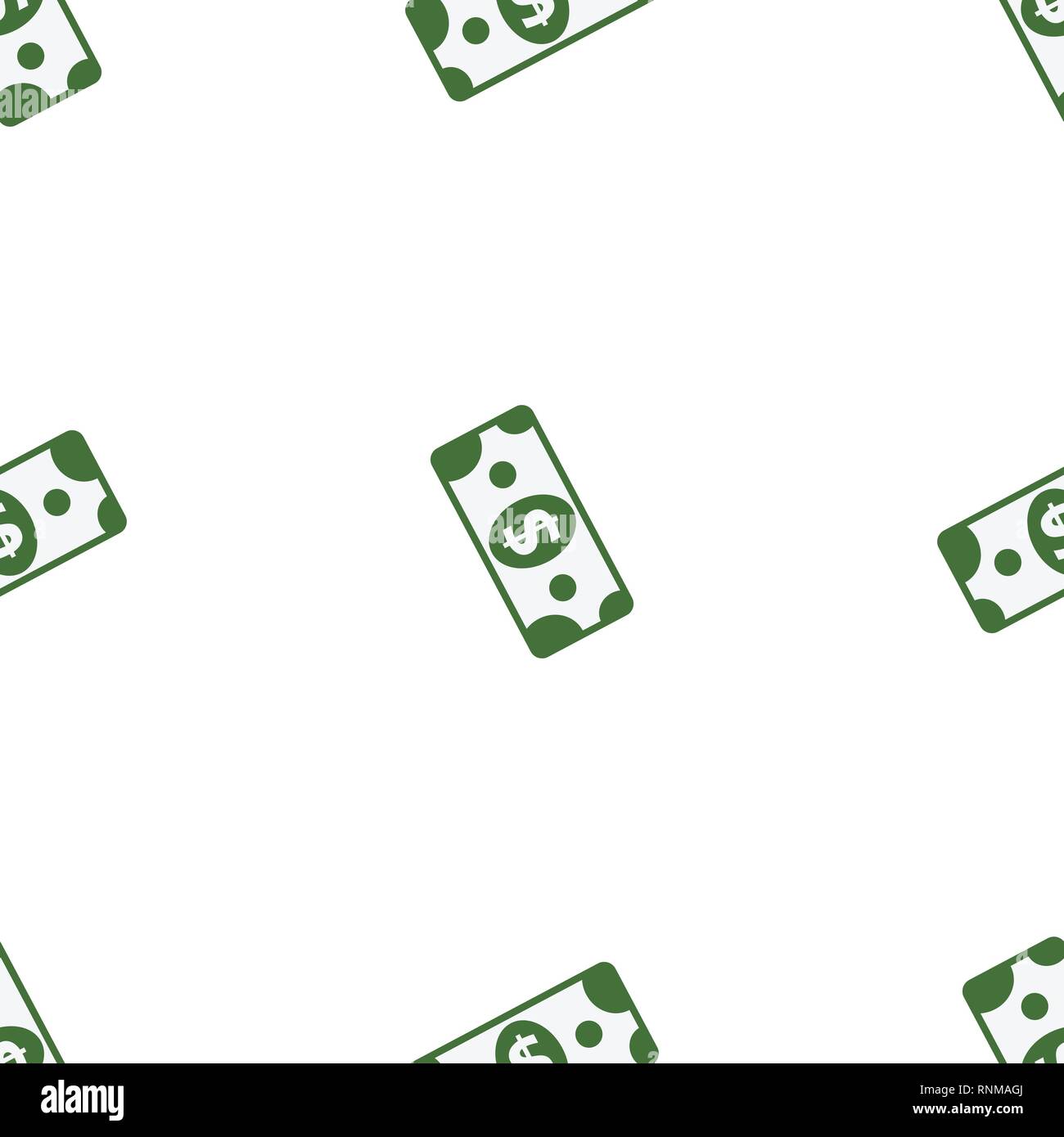 vector seamless pattern of paper dollar symbol on white background Stock Vector