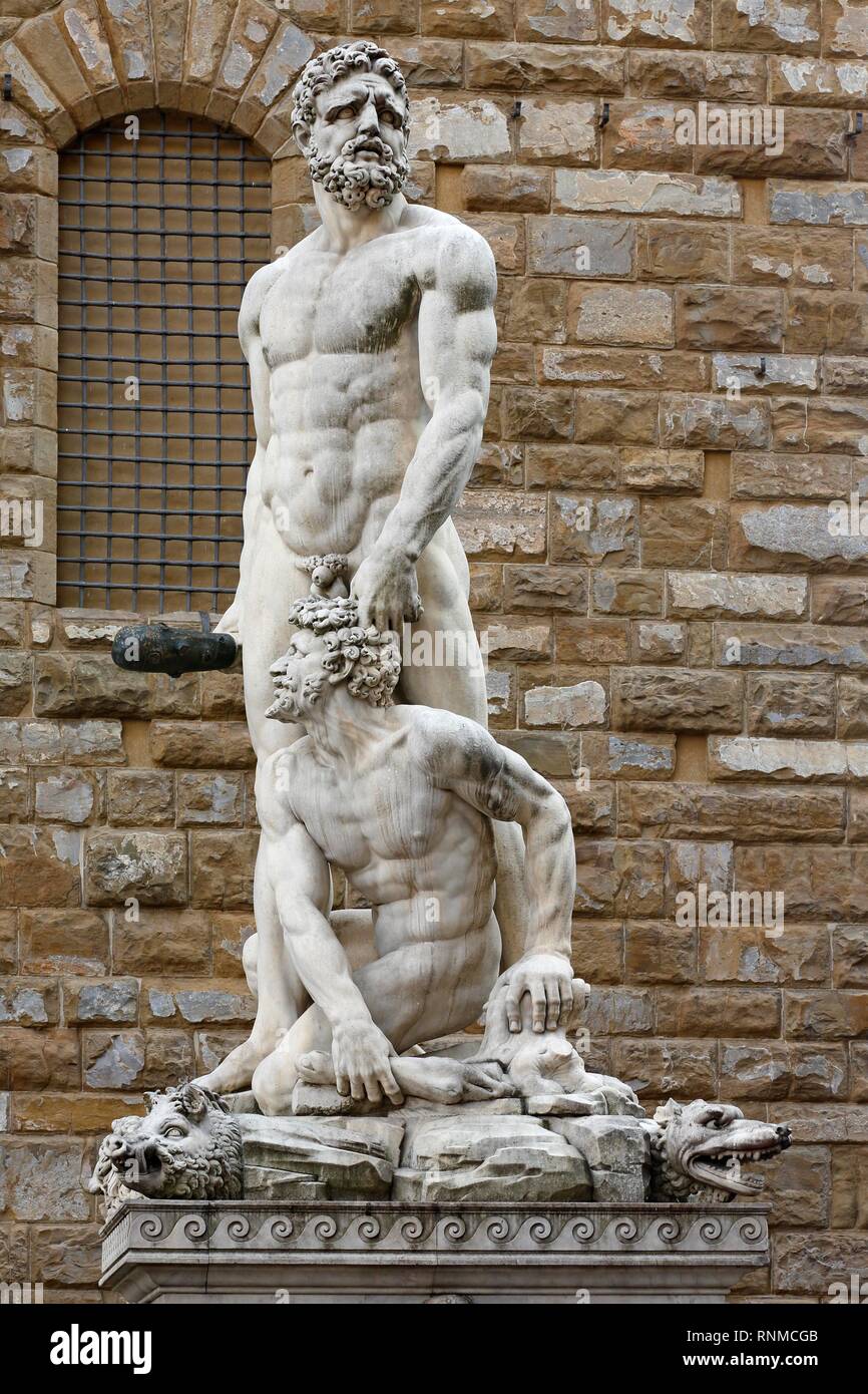 Hercules and Cacus by Baccio Bandinelli, Piazza della Signoria, Florence, Tuscany, Italy Stock Photo