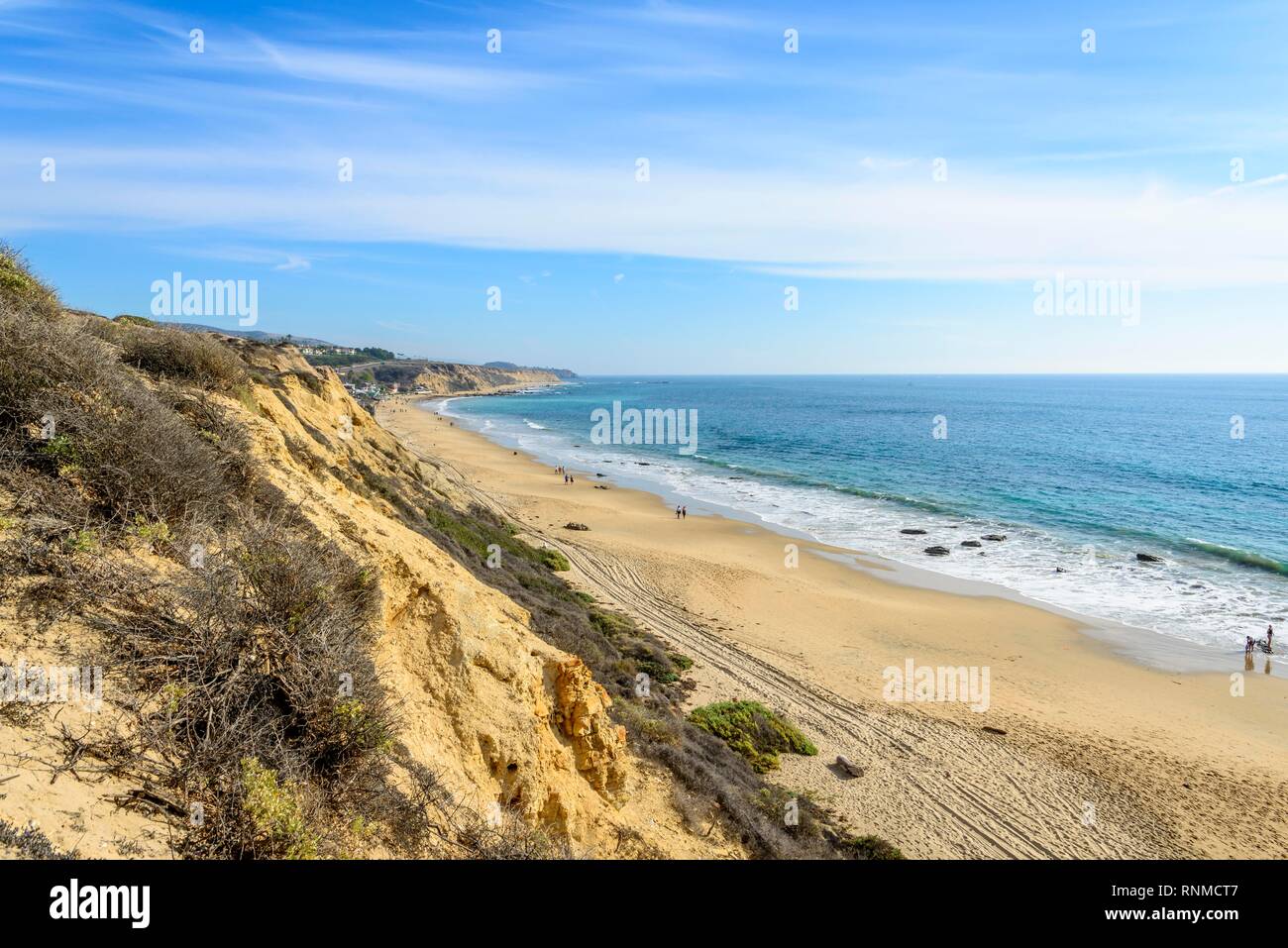 View of the sandy beach from Vista Point, Pelican Point, coastal ...