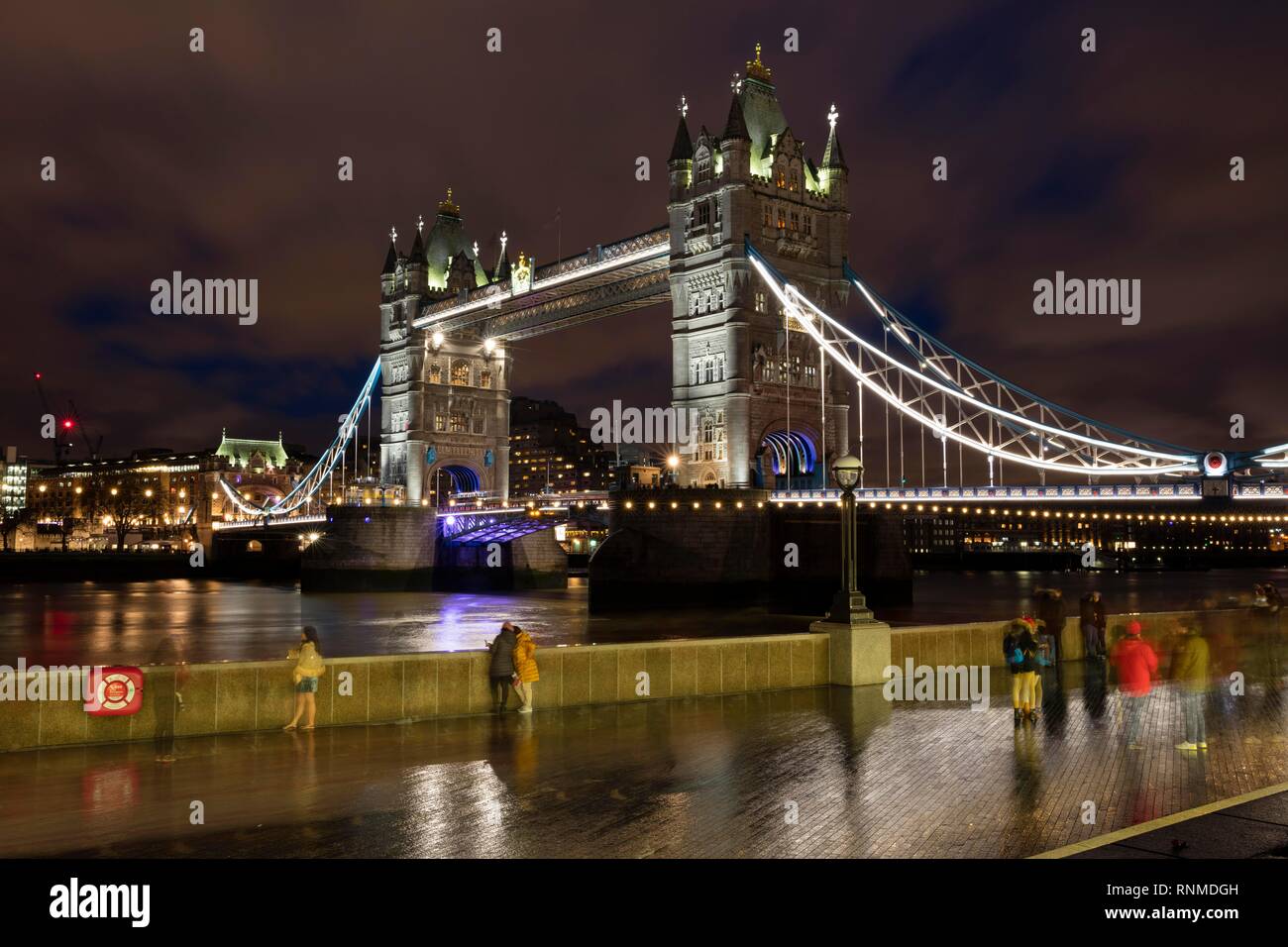 Tower Bridge, night shot, London, England, Great Britain Stock Photo