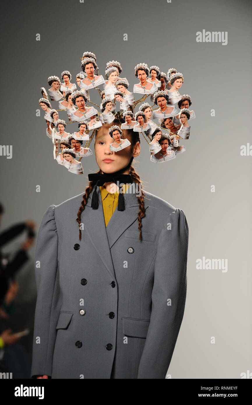 A model seen during the Push Button, Catwalk show of the London Fashion