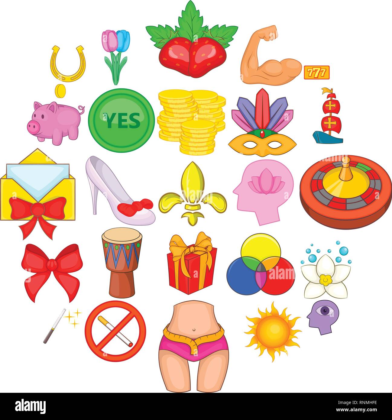 Excellence icons set, cartoon style Stock Vector
