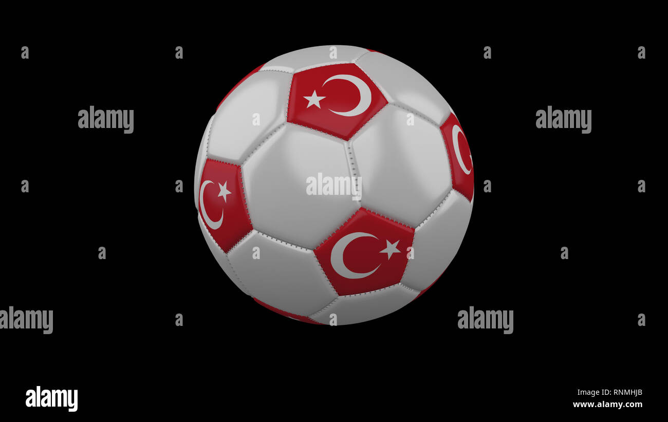 Soccer ball with the flag of Turkey colors, 3d rendering Stock Photo