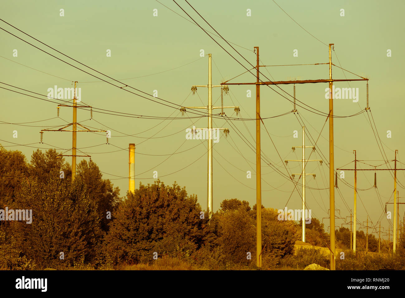 Electrical lines . power electric line and transmission tower Stock Photo Alamy