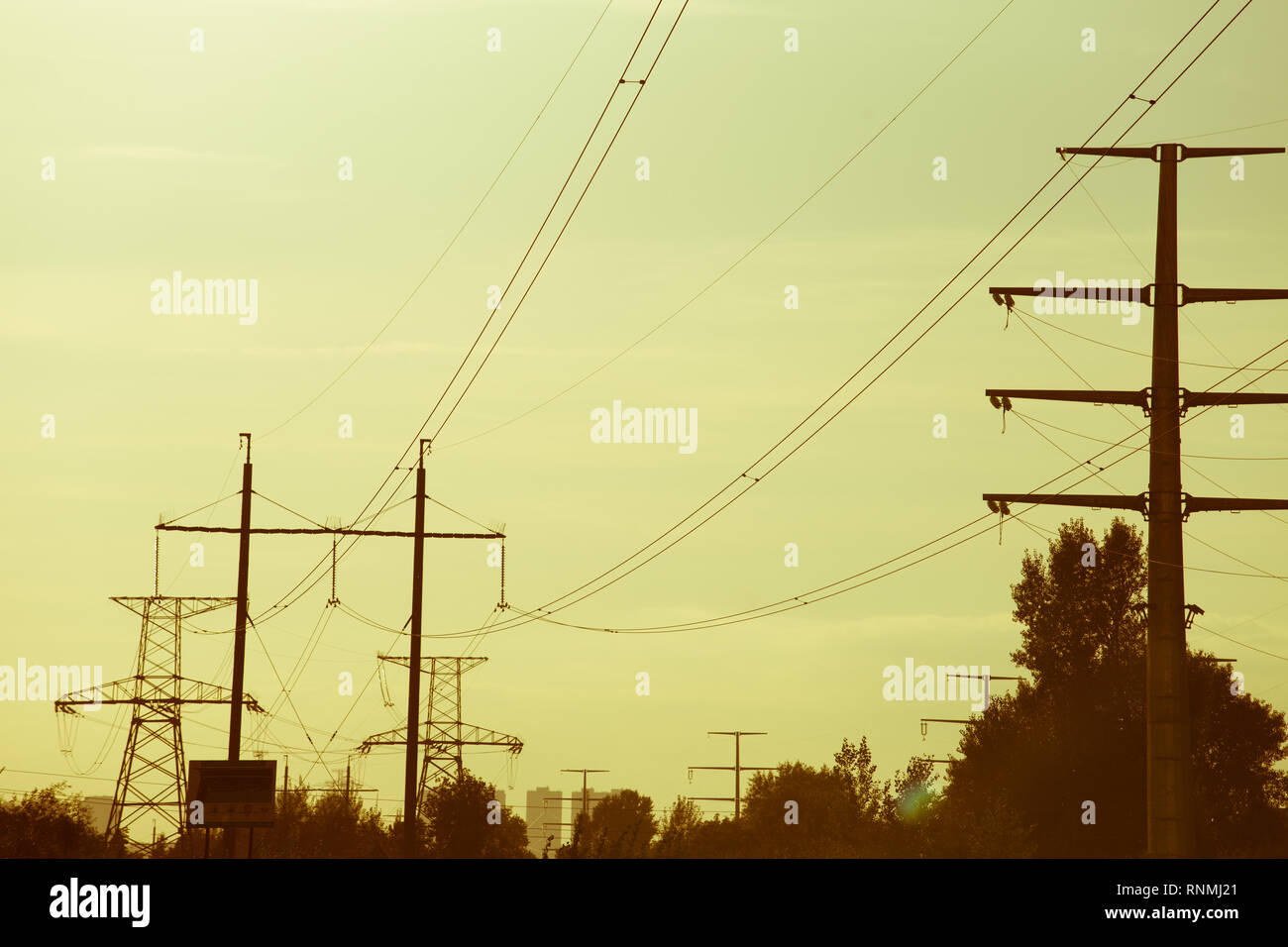 Electrical lines . power electric line and transmission tower Stock Photo Alamy